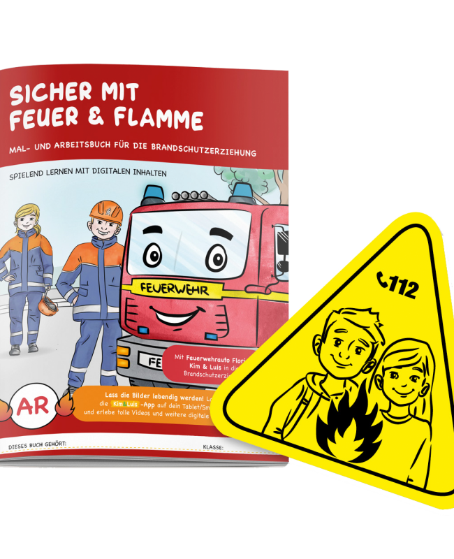 Abbildung des Heftes - sicher mit Feuer und Flamme, wir unterstützen das Projekt der Brandschutz-Prävention